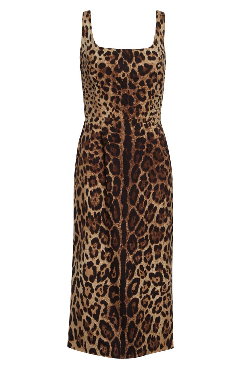 Dolce&Gabbana Leopard Print Stretch Silk Charmeuse Sheath Dress, Main, color, Leo New