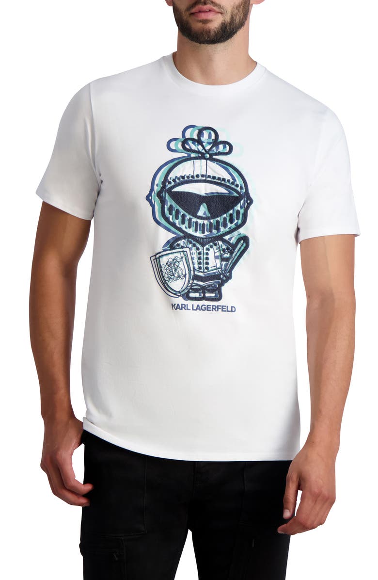 KARL LAGERFELD PARIS Karl Knight Embroidered Graphic Tee, Main, color,