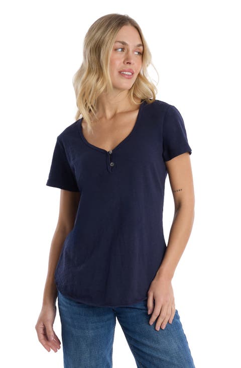 V-Neck Henley Short Sleeve Tee