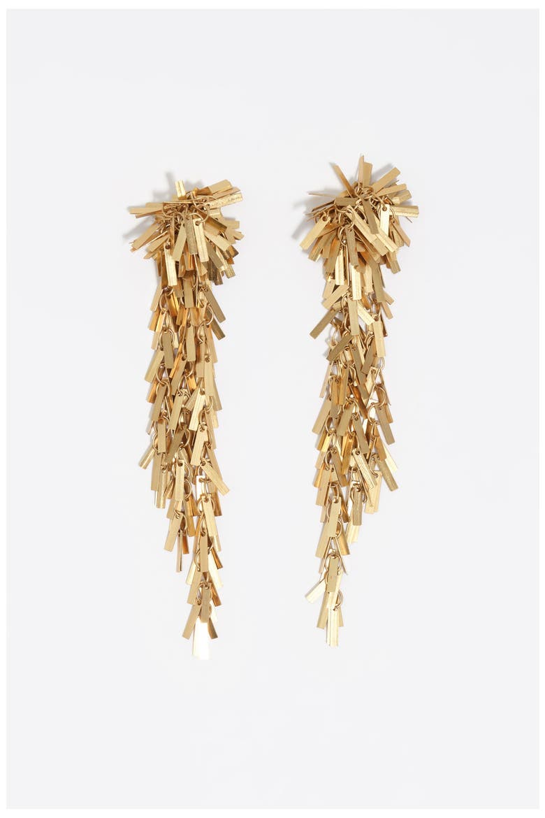 Aged Chain Earrings With Fringe, Main, color, GOLD