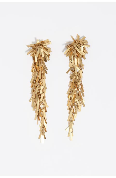 Aged Chain Earrings With Fringe