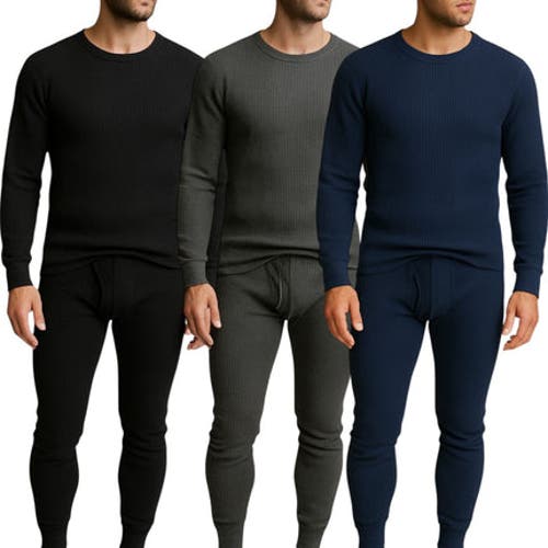 Benben 3 Pack Waffle Knit Thermal Loungewear Set In Blue