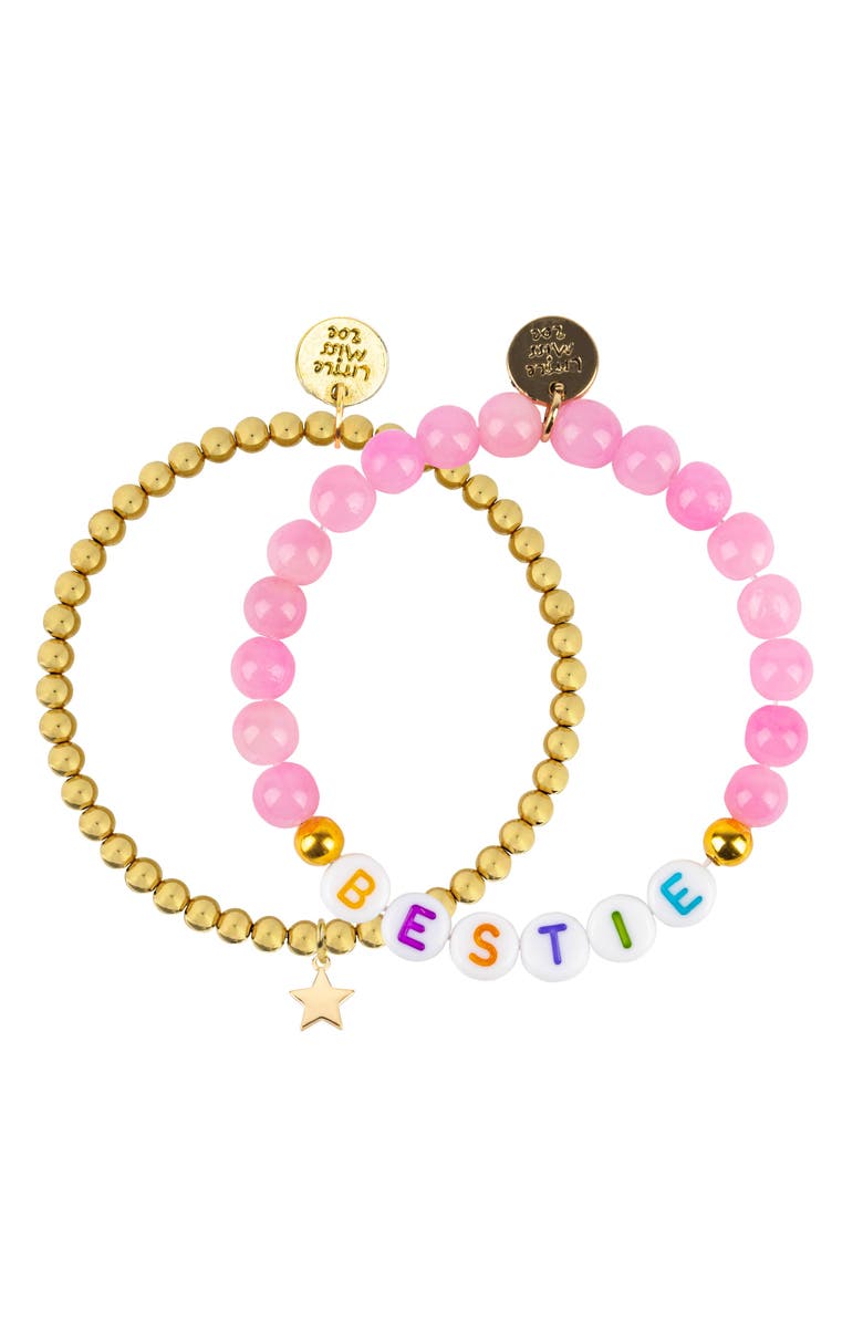 Little Miss Zoe "BESTIE" Gemstone Bracelet Duo, Main, color, Pink