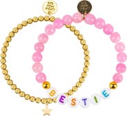 Little Miss Zoe BESTIE Gemstone and Delicate Gold Bracelet Set