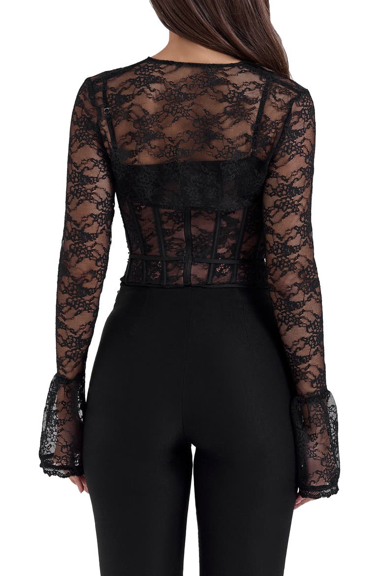 Lace Corset Top with Bolero, Alternate, color, BLACK