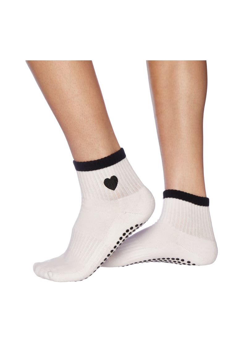 Black Heart Ankle Grip Socks, Main, color, White