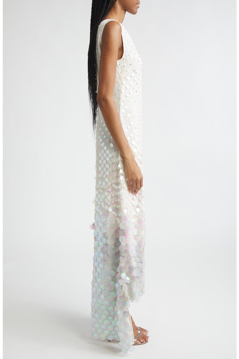 Embellished Step Hem Silk Gown, Alternate, color, NOUGAT
