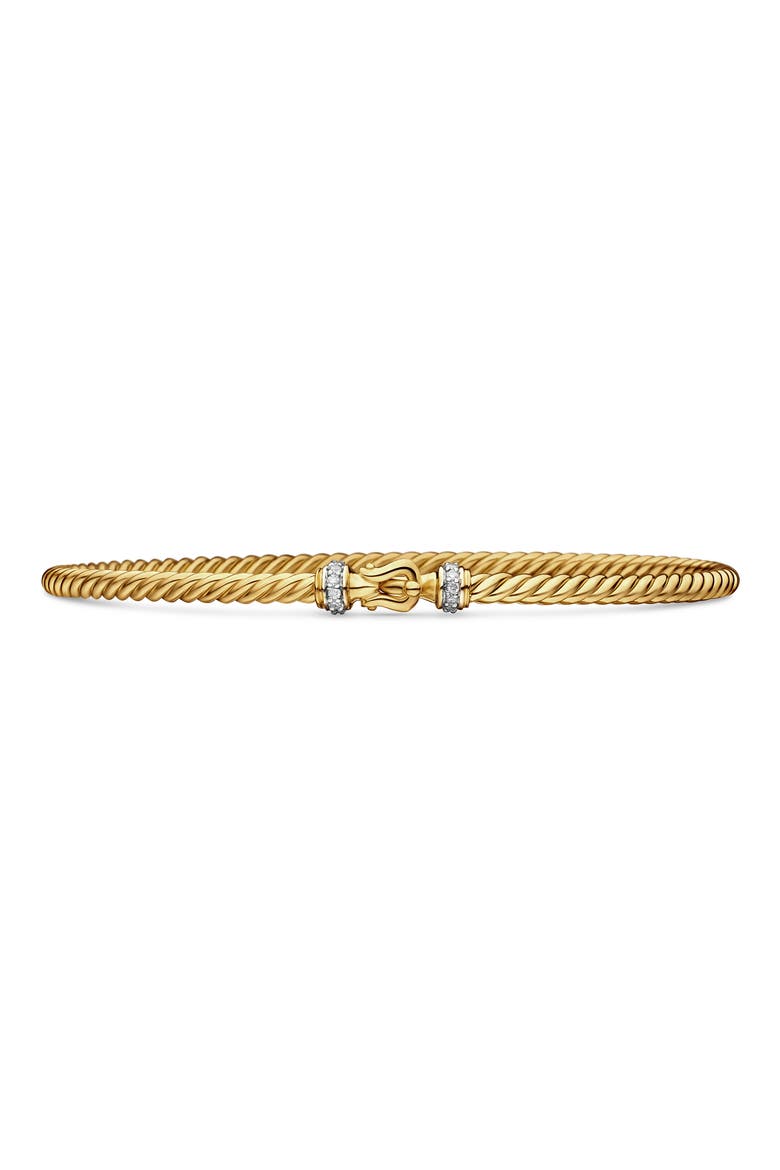 Buckle Classic 18K Yellow Gold & Diamond Cable Bracelet, 2.6mm, Main, color, DIAMOND