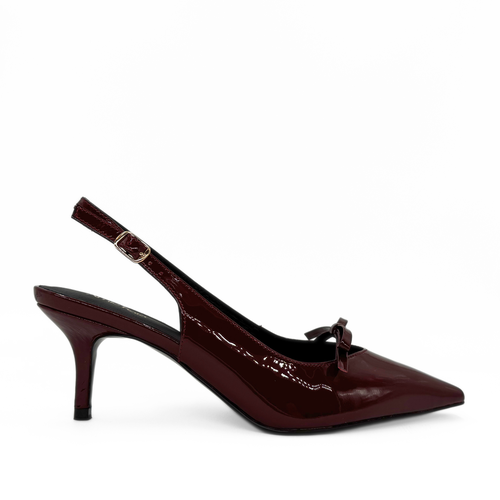 Amie Rafa Georgia Pointy Toe Bow Heels In Burgundy
