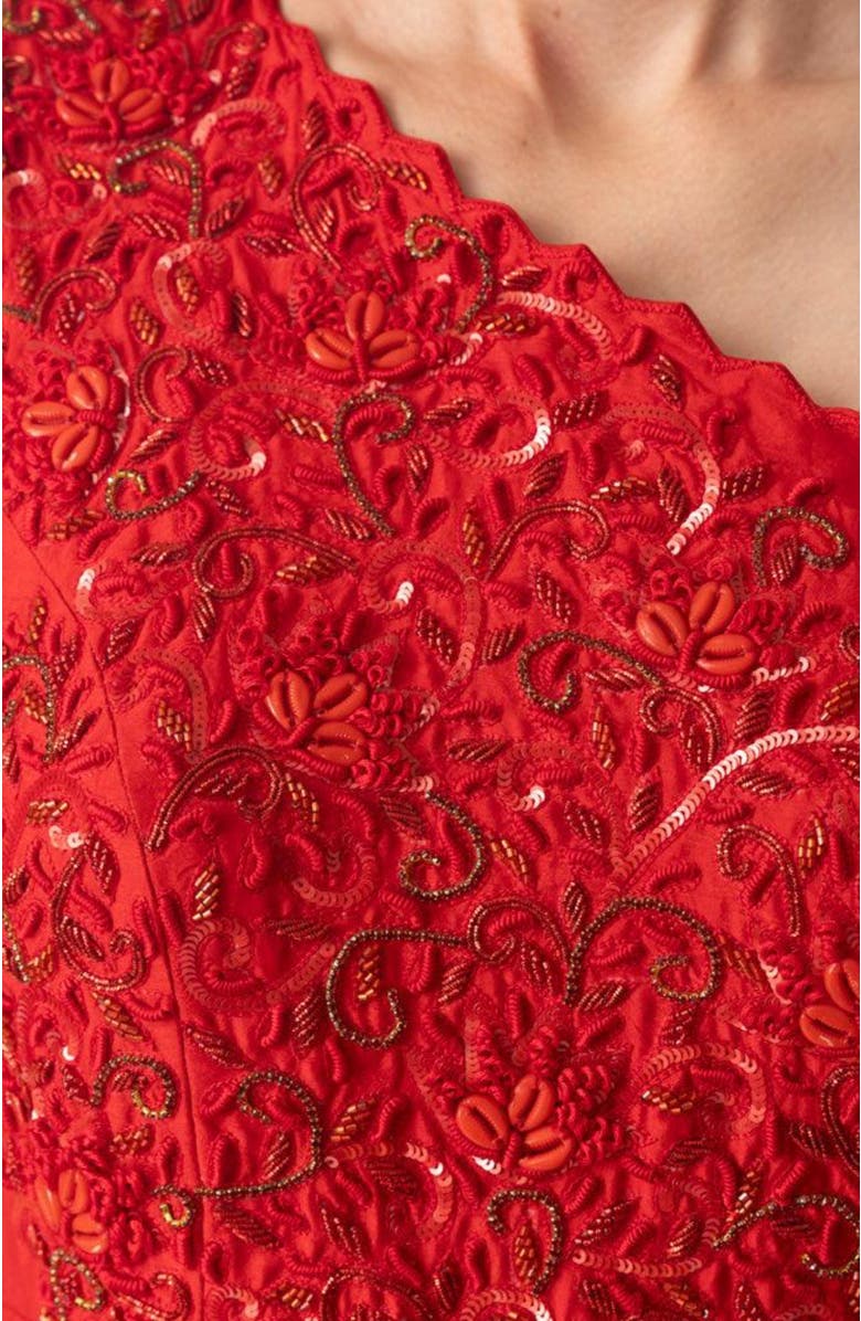 RAAS Kia Raw Silk One Shoulder Gown, Alternate, color, Red