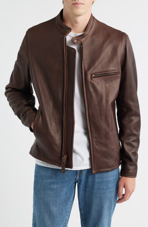 Café Racer Oil Tanned Leather Moto Jacket