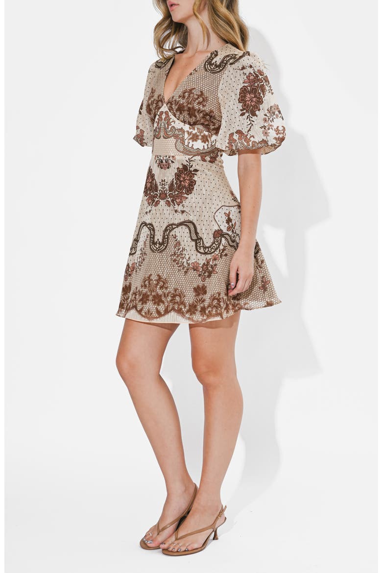 Abigail Placed Print Minidress, Alternate, color, MOCHA/ BROWN