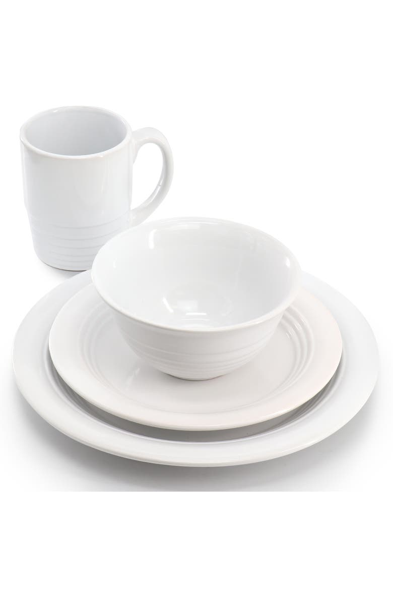 32 Piece Stoneware Dinnerware and Flatware Combo Set, Alternate, color, White