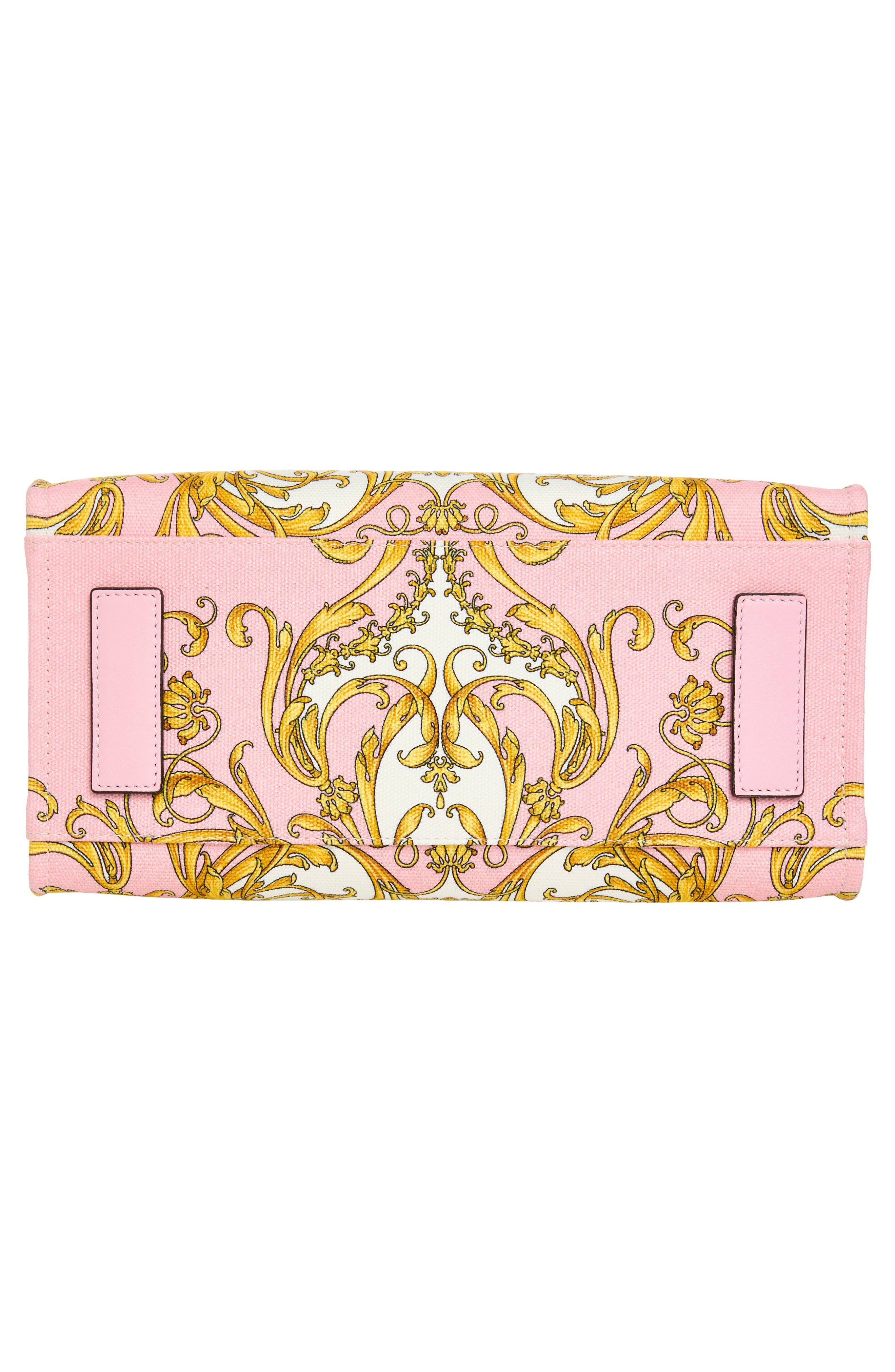 Versace Small La Medusa Canvas Tote, Alternate, color, Pastel Pink Gold