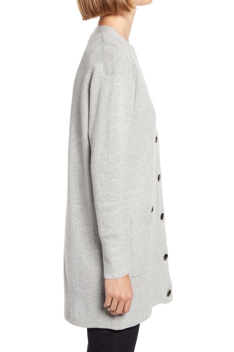 V-Neck Long Cardigan (Nordstrom Exclusive), Alternate, color, HEATHER GREY