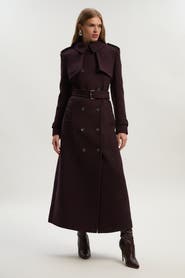 Karen Millen Wool Mix Belted Trench Maxi Coat