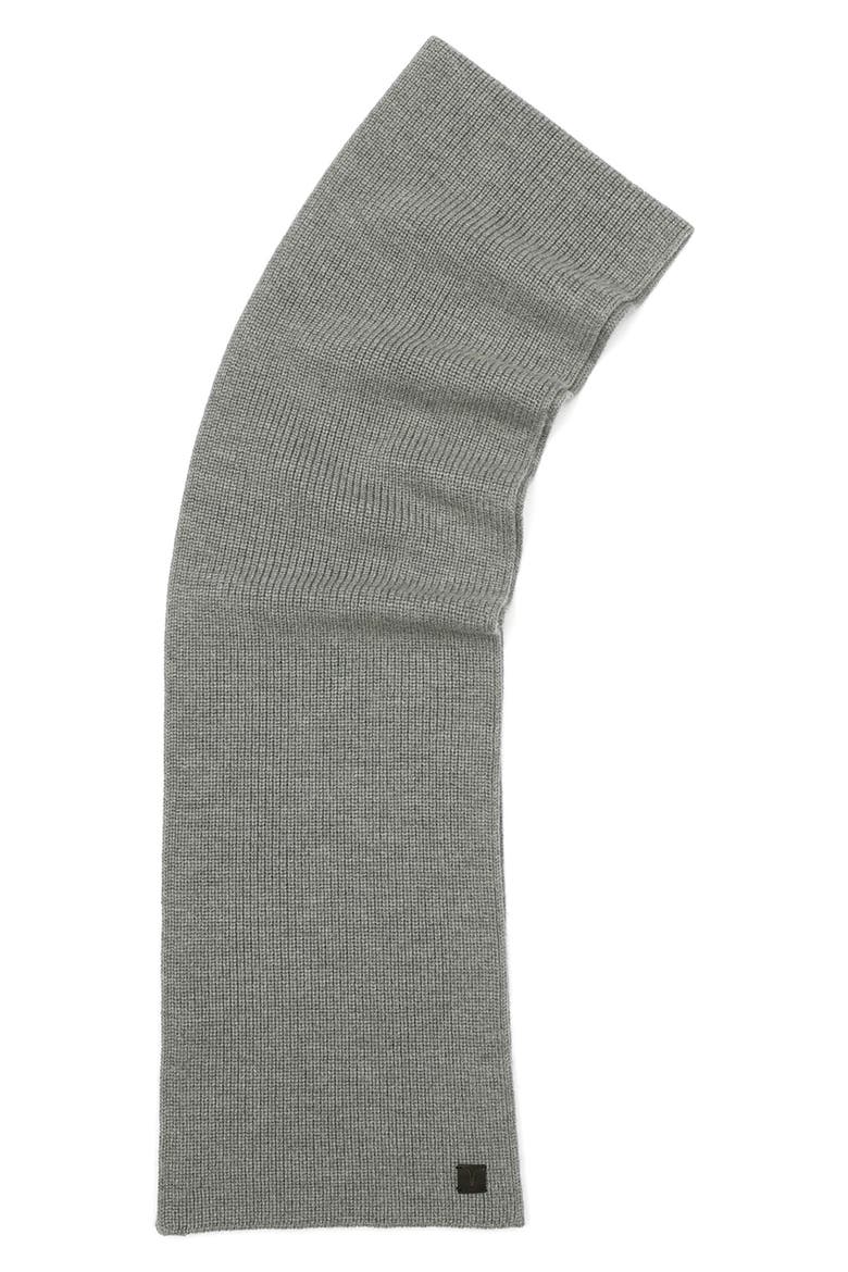 Merino Wool Rib Scarf, Alternate, color, GREY
