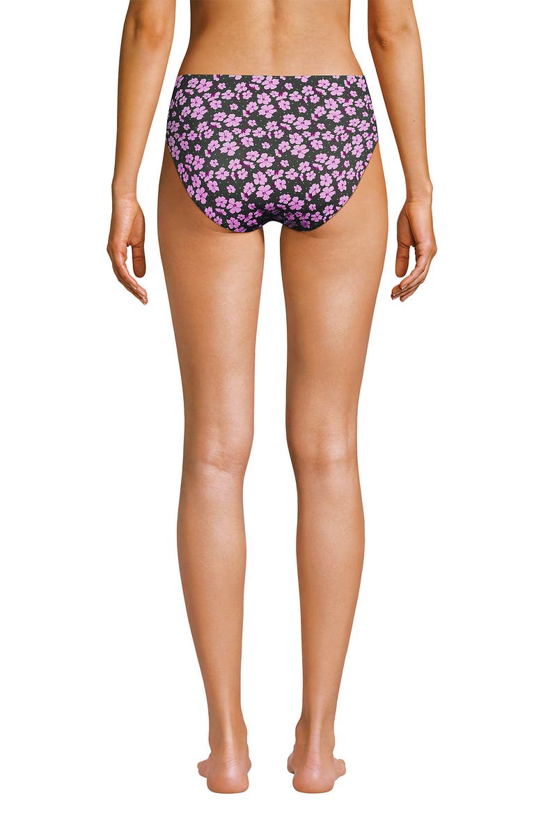 Chlorine Resistant Mid Rise Classic Bikini Bottoms, Alternate, color, Olive Green Pansy Floral