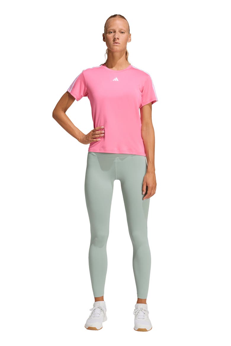 Essentials 3-Stripes Performance T-Shirt, Alternate, color, PINK FUSION