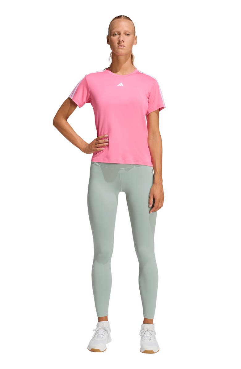 adidas Essentials 3-Stripes Performance T-Shirt, Alternate, color, Pink Fusion