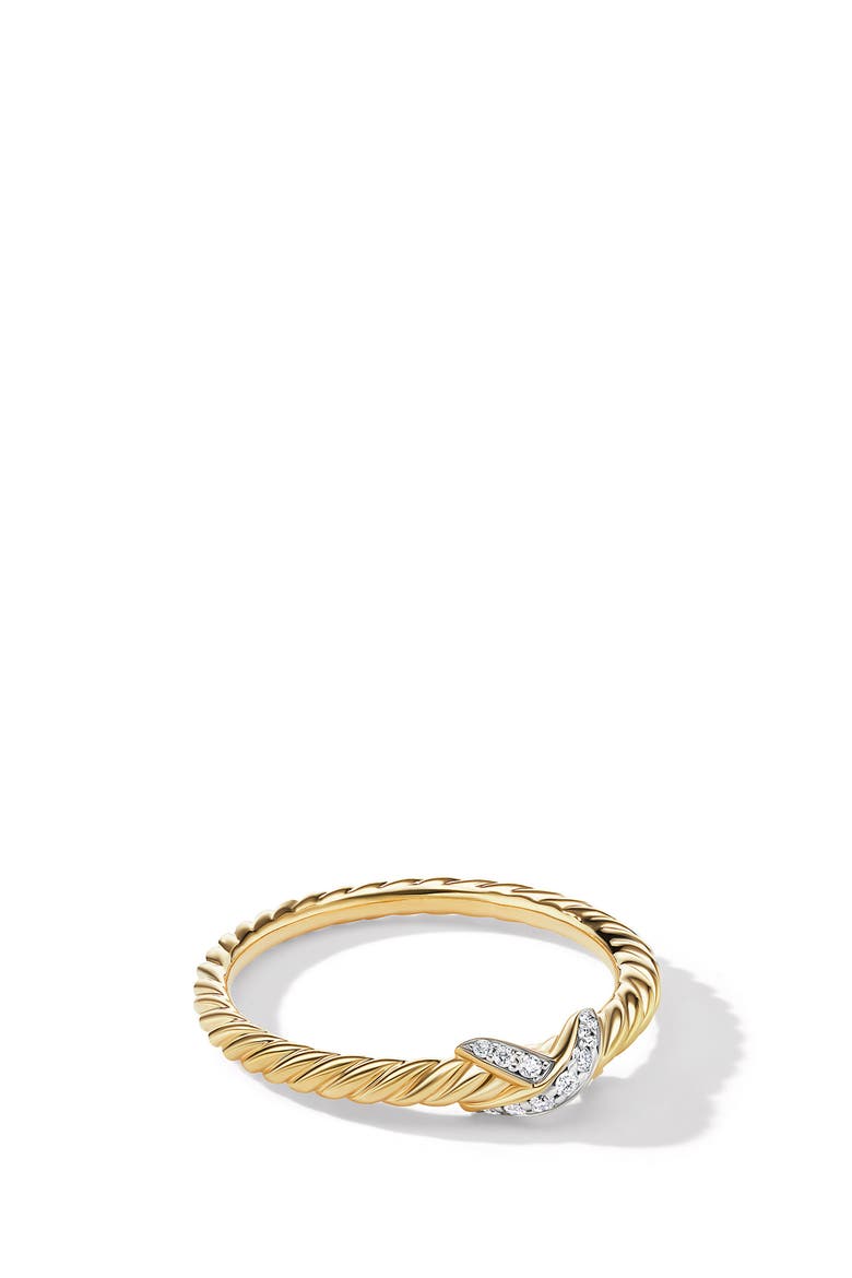 Petite X Diamond Ring, Main, color, YELLOW GOLD