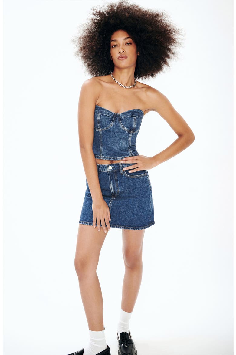 Lydia High Waist Denim Miniskirt, Alternate, color, HURON