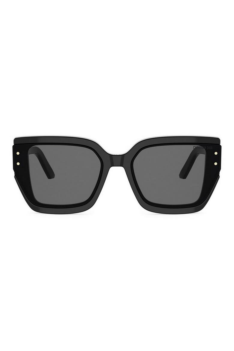 'DiorSignature S14I 64mm Oversize Square Sunglasses, Main, color, SHINY BLACK / SMOKE