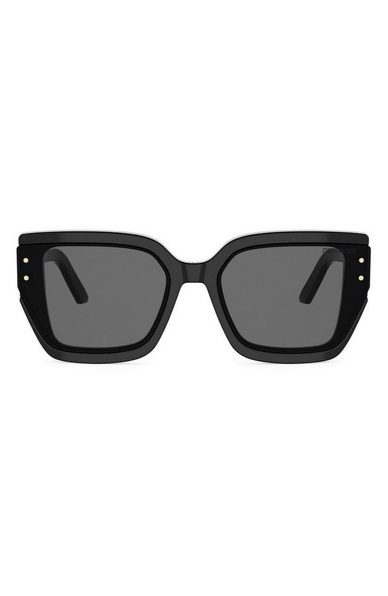 DIOR Signature S14I 64mm Oversize Square Sunglasses, Main, color, Shiny Black / Smoke
