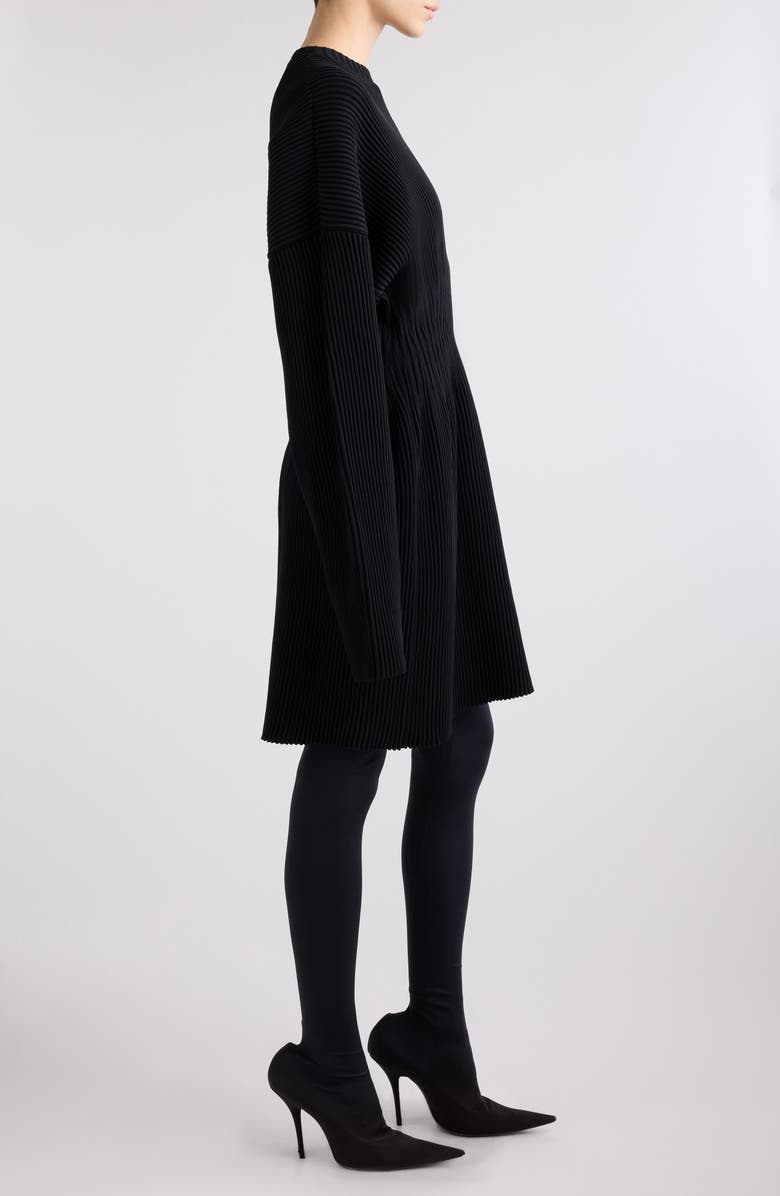 Balenciaga Hourglass Long Sleeve Rib Sweater Dress, Alternate, color, Black