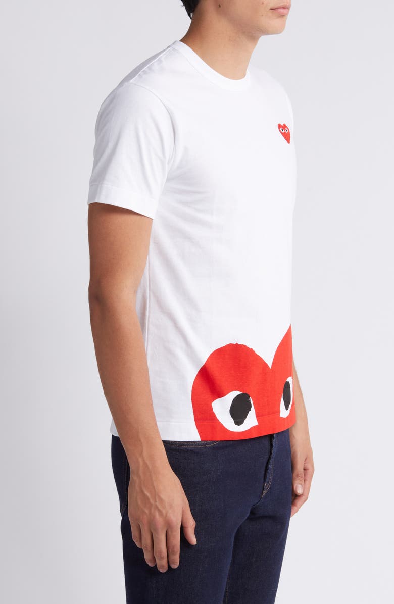 Comme des Garçons PLAY Half Red Heart Graphic T-Shirt, Alternate, color,