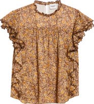 Isabel Marant Étoile Daliyane Floral Ruffle Detail Cotton Top