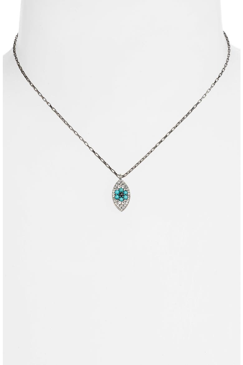 Pavé Evil Eye Pendant Necklace, Alternate, color, BLACK