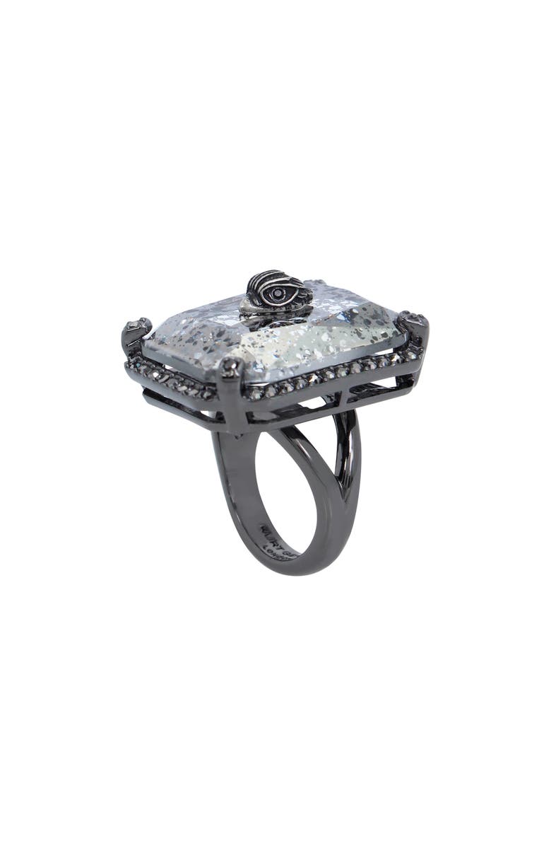 Kurt Geiger London Eagle's Head Crystal Cocktail Ring, Alternate, color, Black Patina