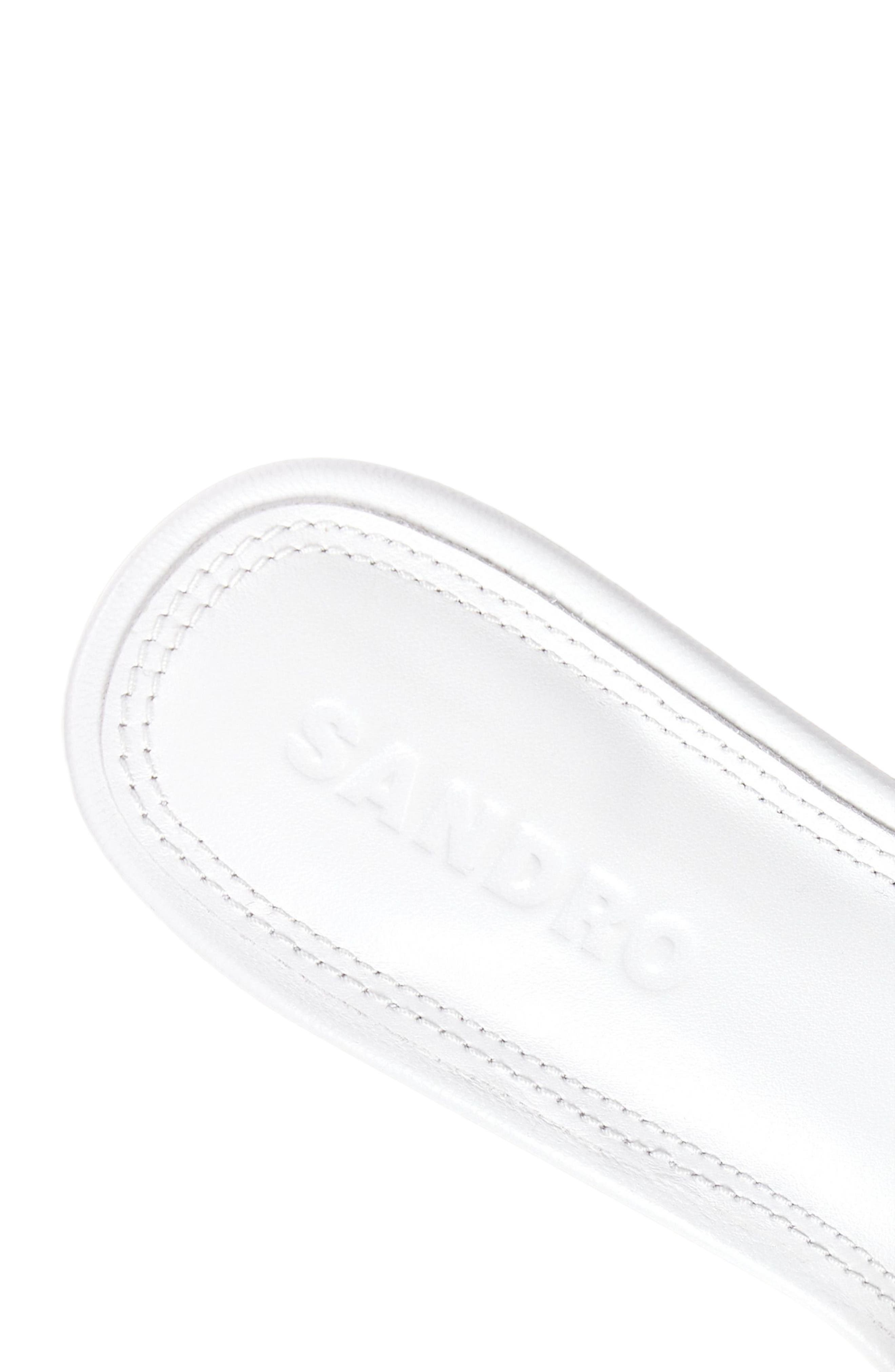 SANDRO Smooth leather heeled mules, Alternate, color, White