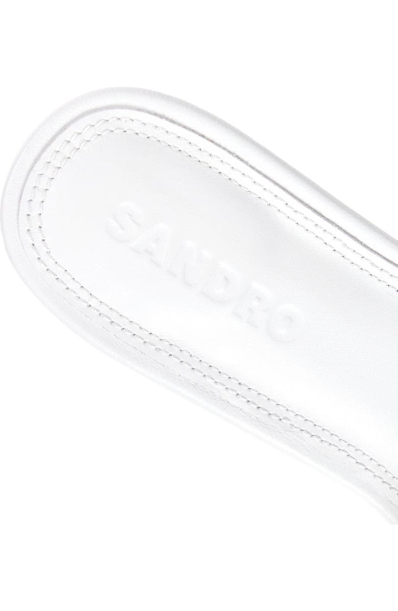 SANDRO Smooth leather heeled mules, Alternate, color, White