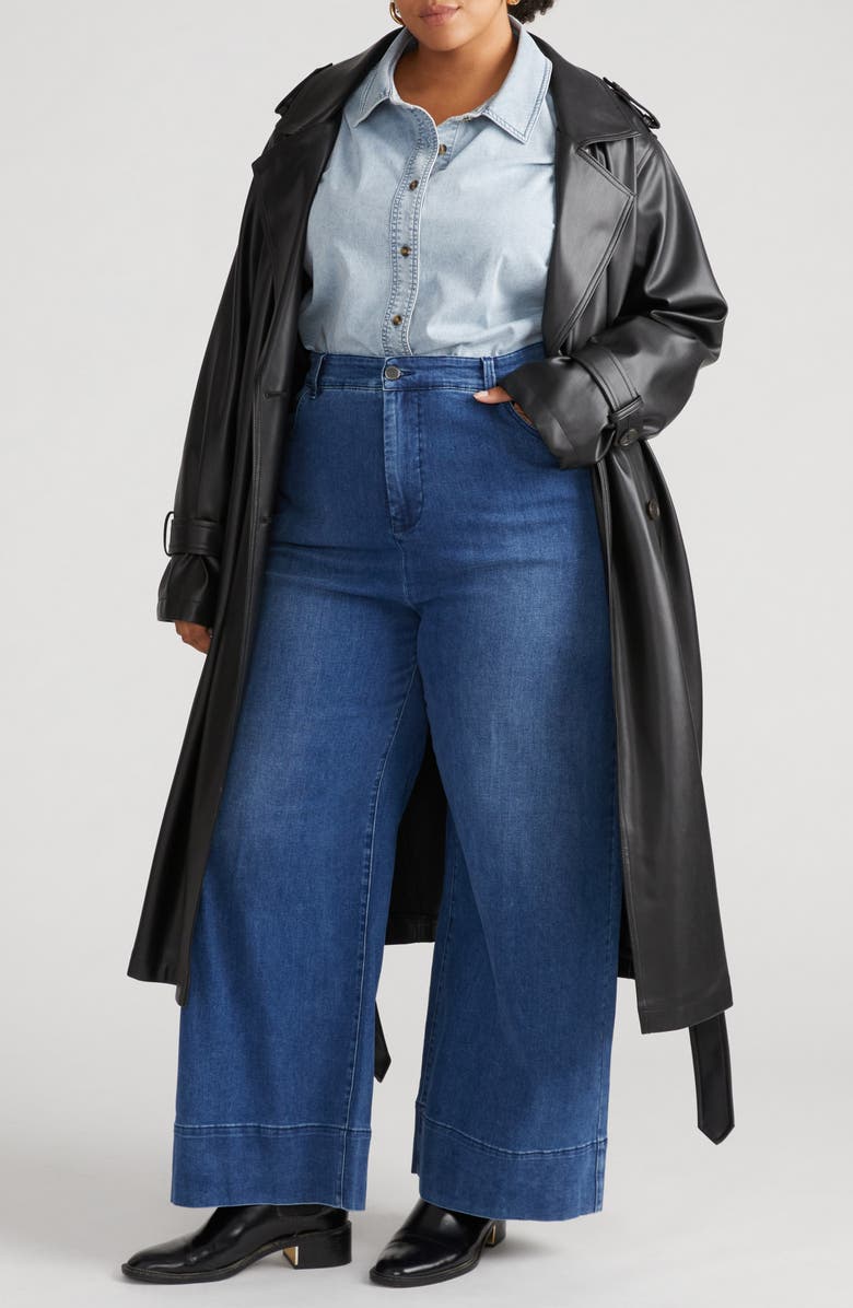 Universal Standard Water Resistant Faux Leather Trench Coat, Main, color, 