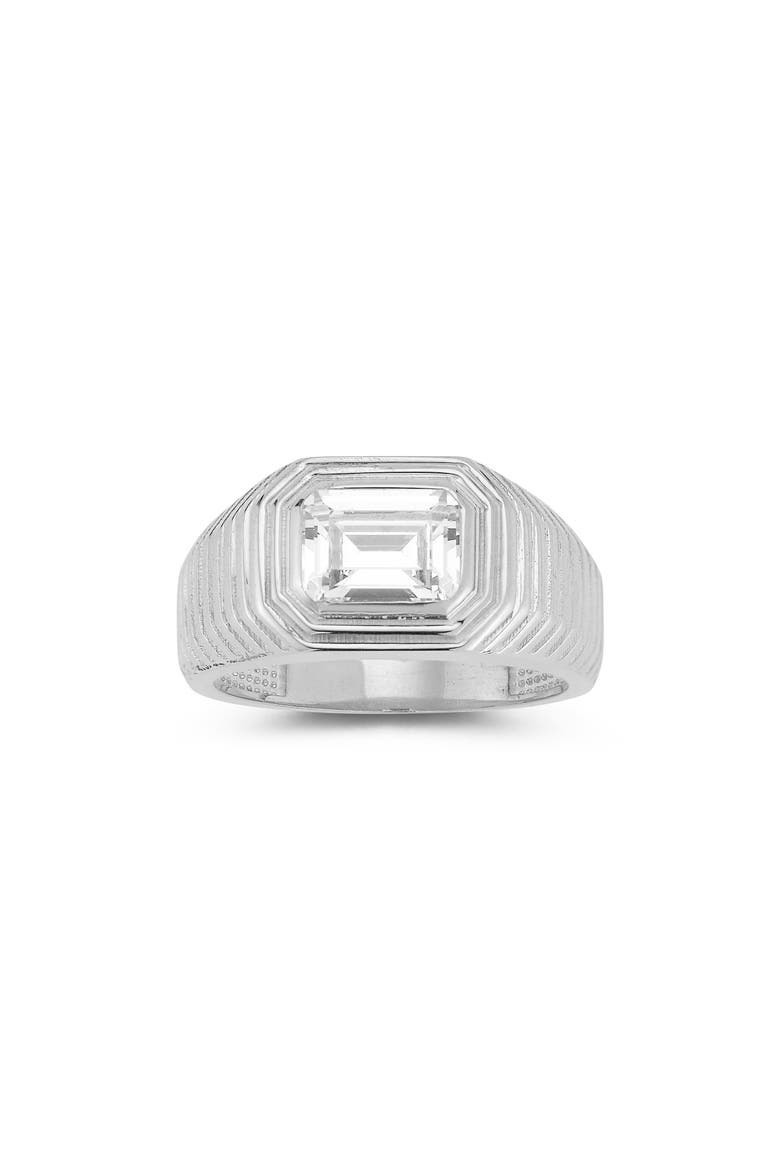 Cubic Zirconia Signet Ring, Alternate, color, SILVER