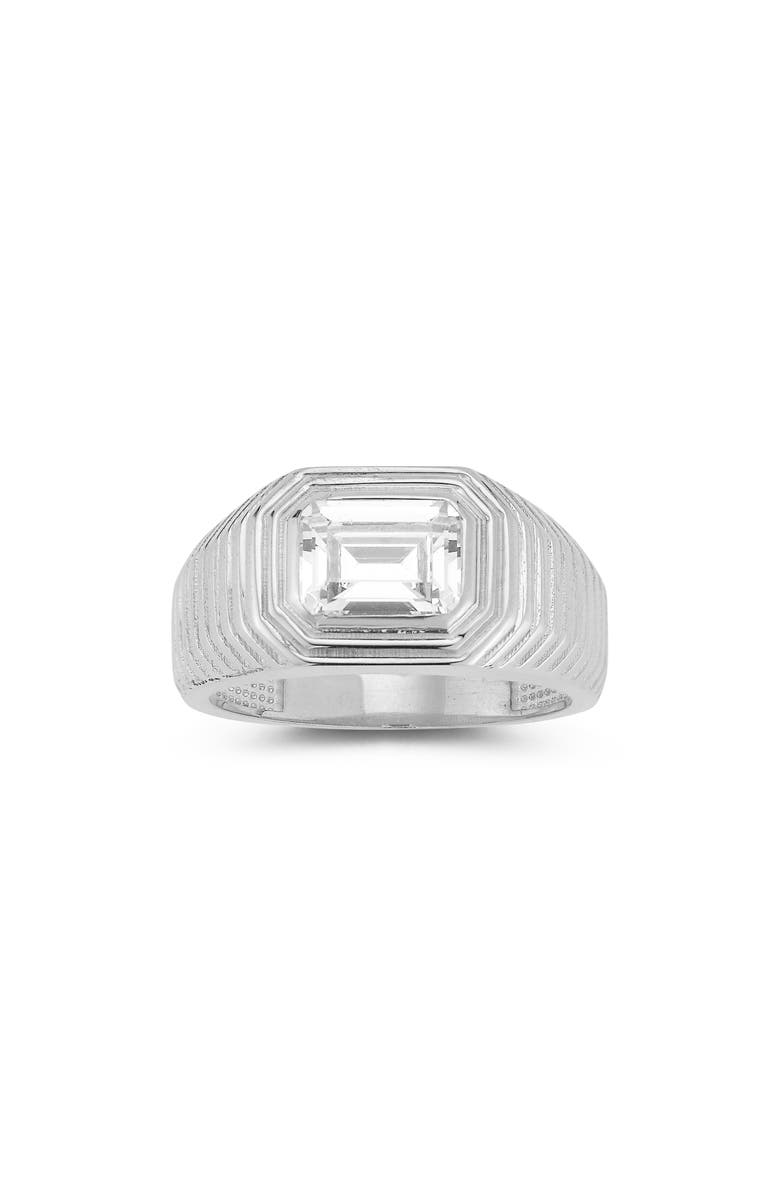 GLAZE JEWELRY Cubic Zirconia Signet Ring, Alternate, color, Silver