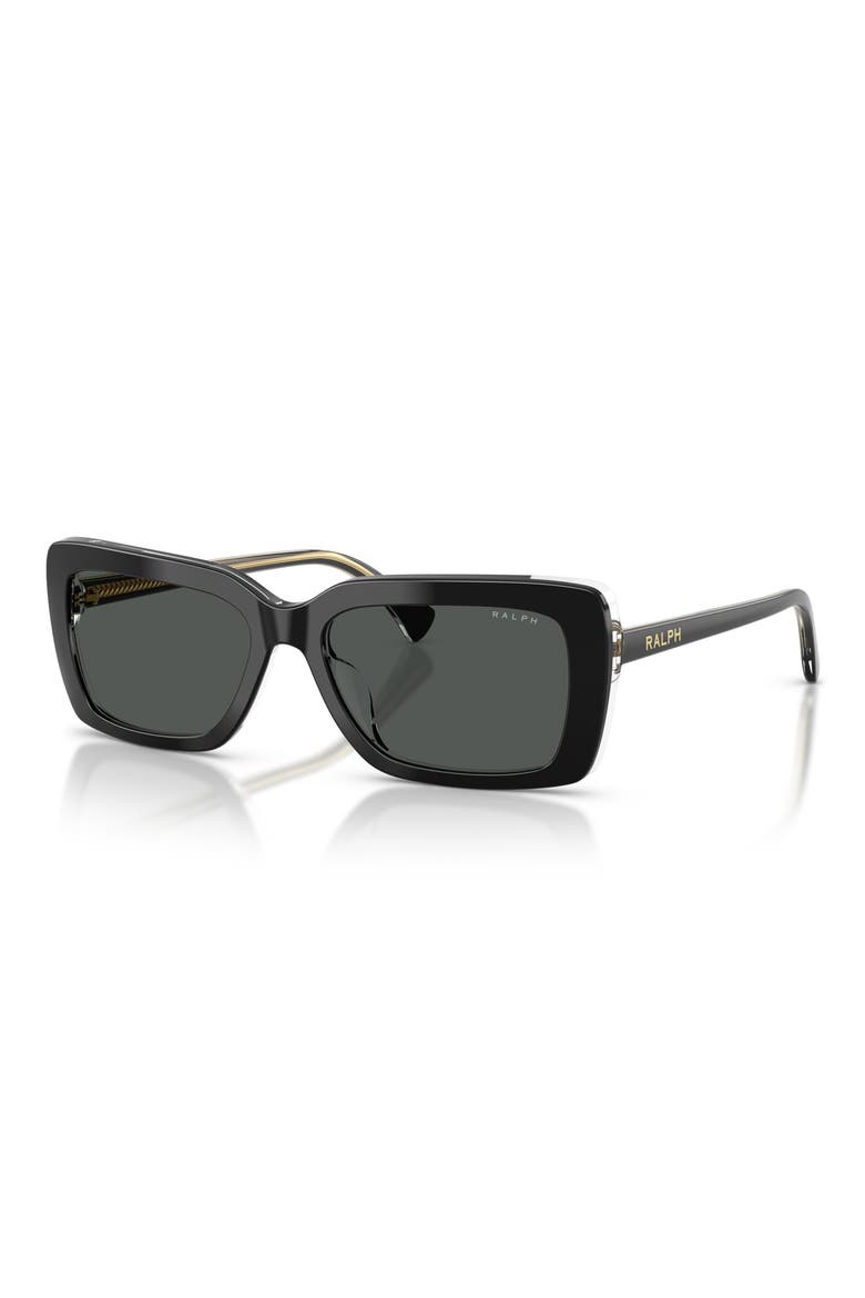 56mm Rectangular Sunglasses, Alternate, color, SHINY BLACK ON TRANSPARENT