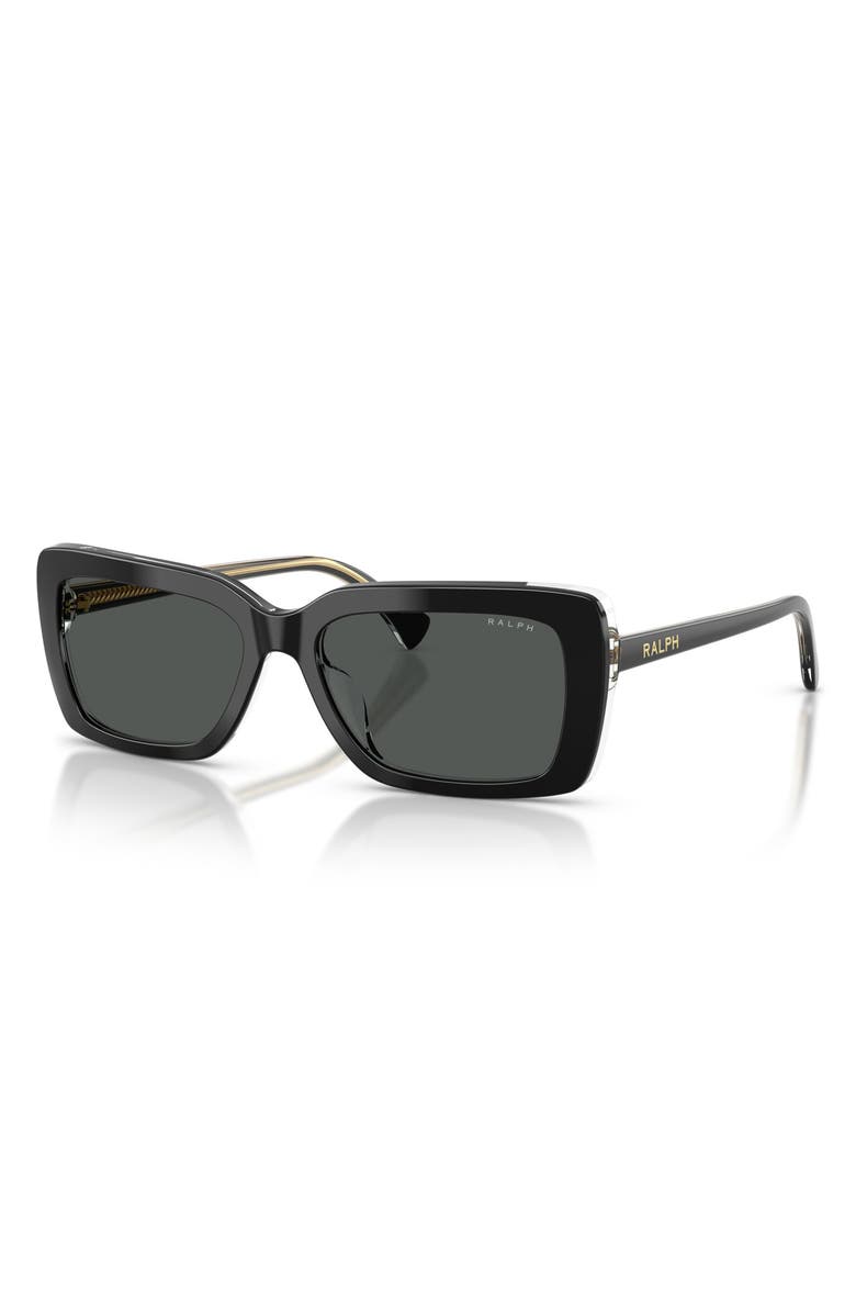 Ralph Lauren 56mm Rectangular Sunglasses, Alternate, color, Shiny Black On Transparent
