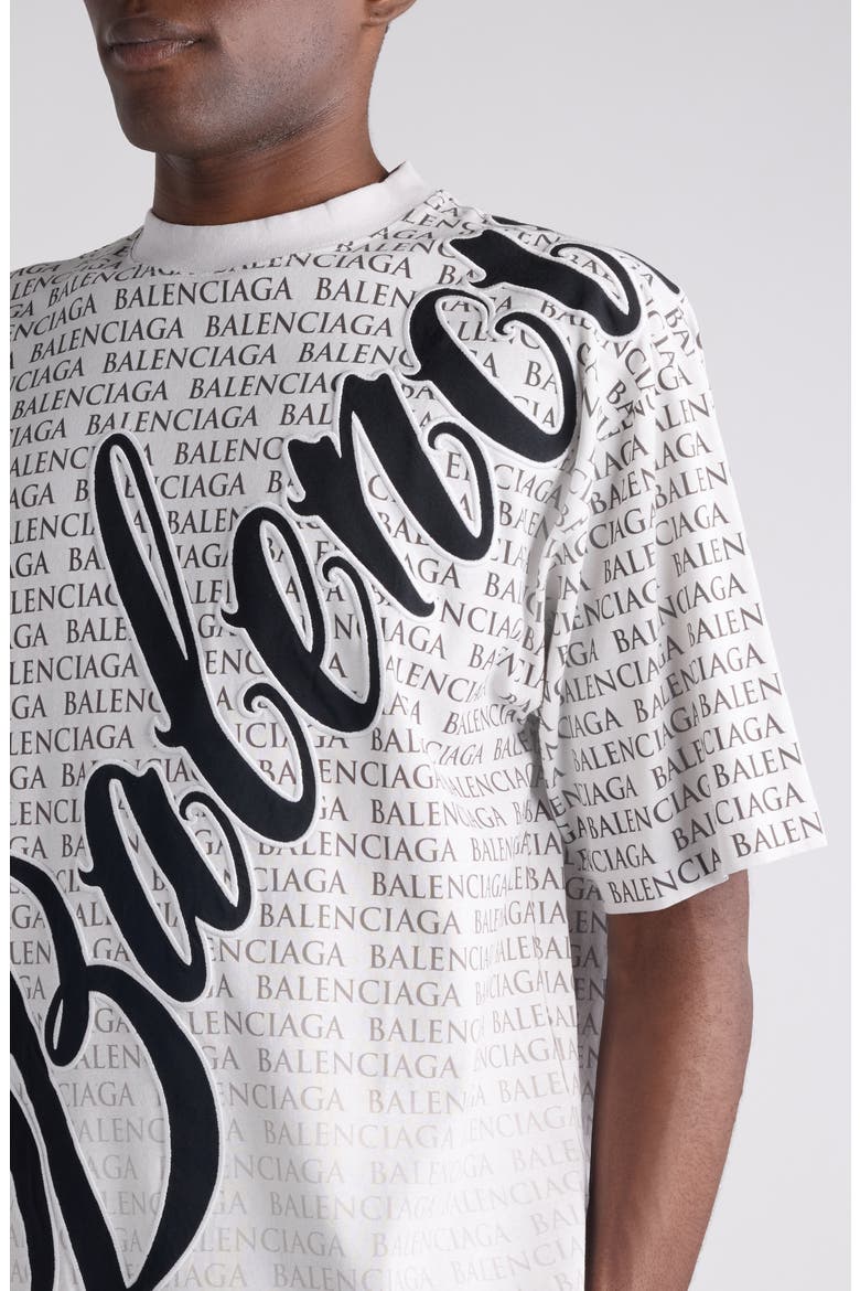 Medium Fit Big B Cursive Logo Graphic T-Shirt, Alternate, color, DIRTY WHITE/ BLACK