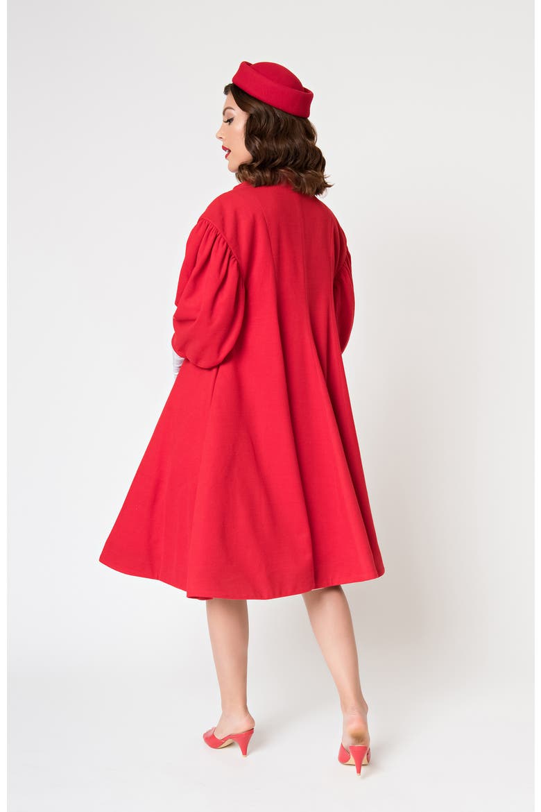 1960s Flare Swing Coat, Alternate, color, Red
