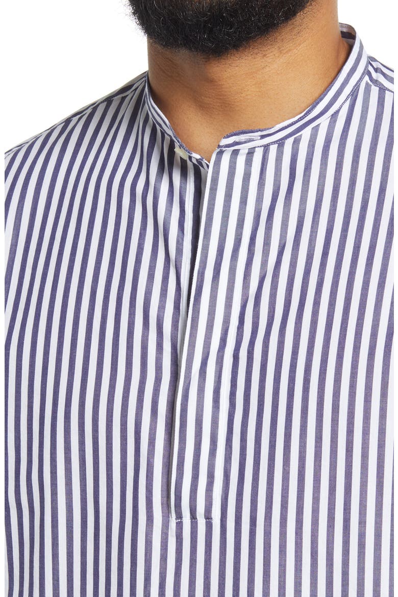Men's Alfred Slim Fit Stripe Popover Shirt, Alternate, color, NAVY/ WHITE