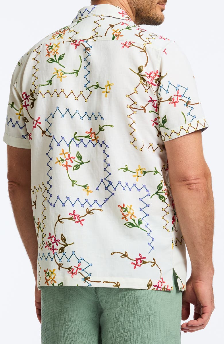 Robert Graham Marettimo Embroidered Cotton & Linen Camp Shirt, Alternate, color,