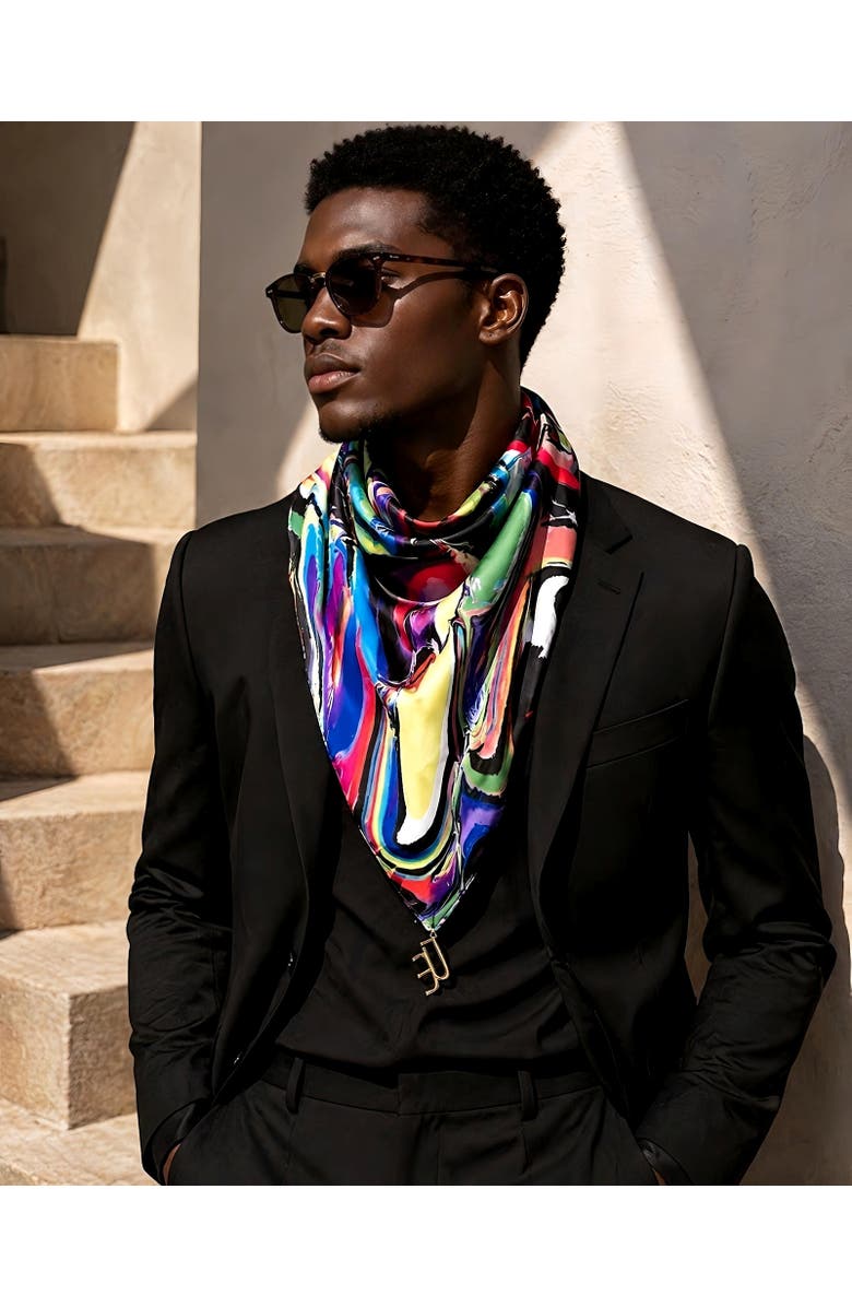 Dai Moda TY Print Versa Scarf with logo hardware, Alternate, color, Multi