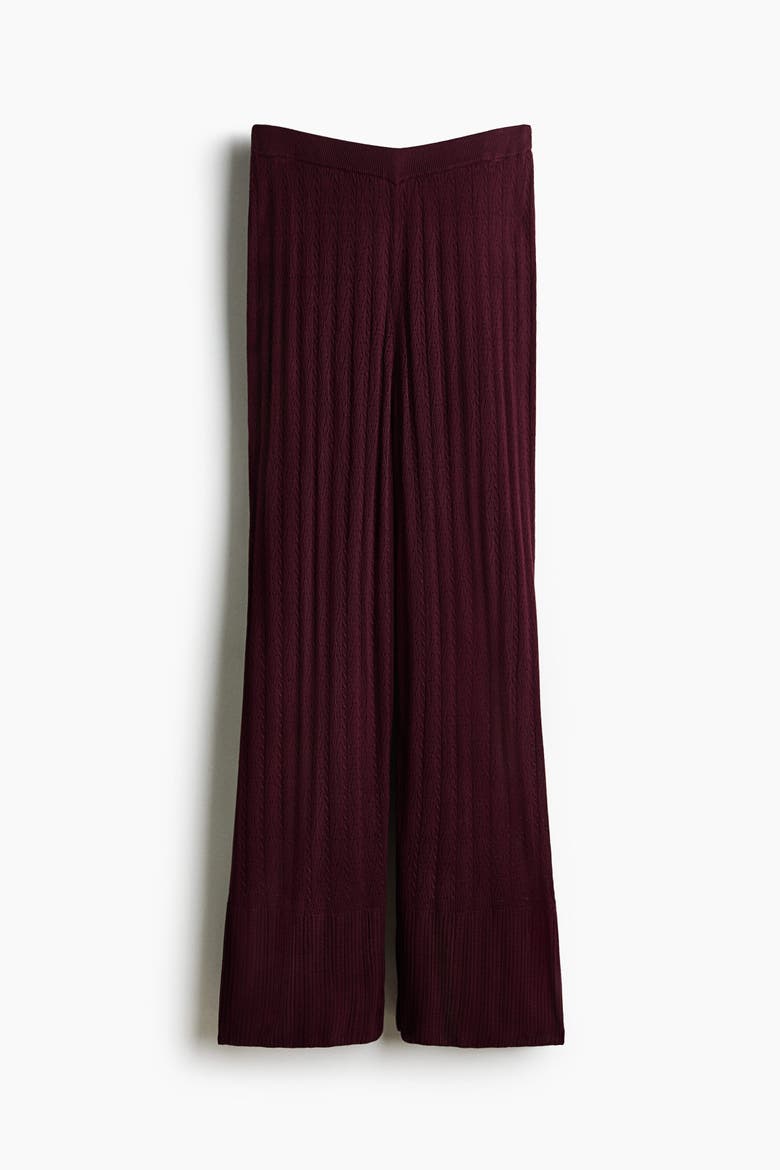 Pointelle-knit Trousers, Alternate, color, Burgundy