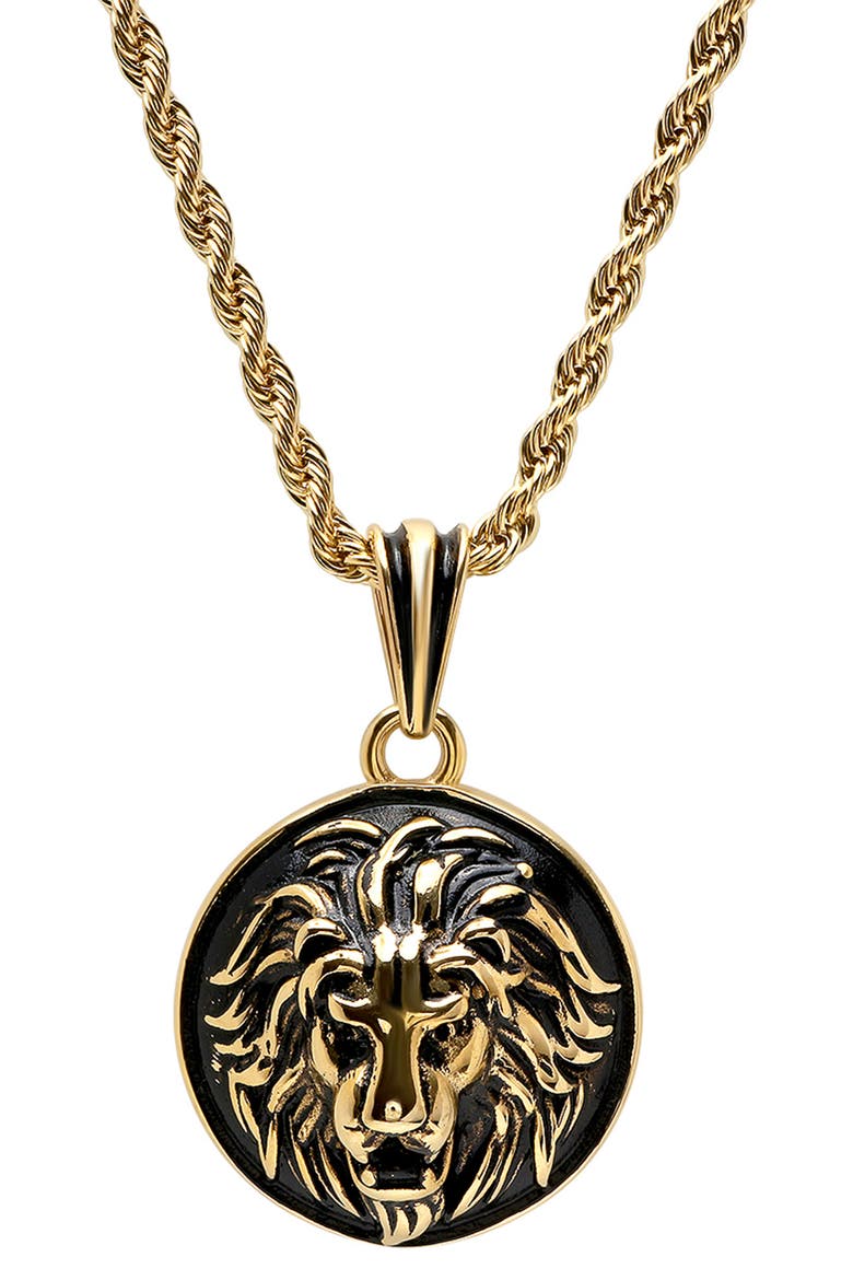 Men's Lion Pendant Necklace, Main, color, YELLOW