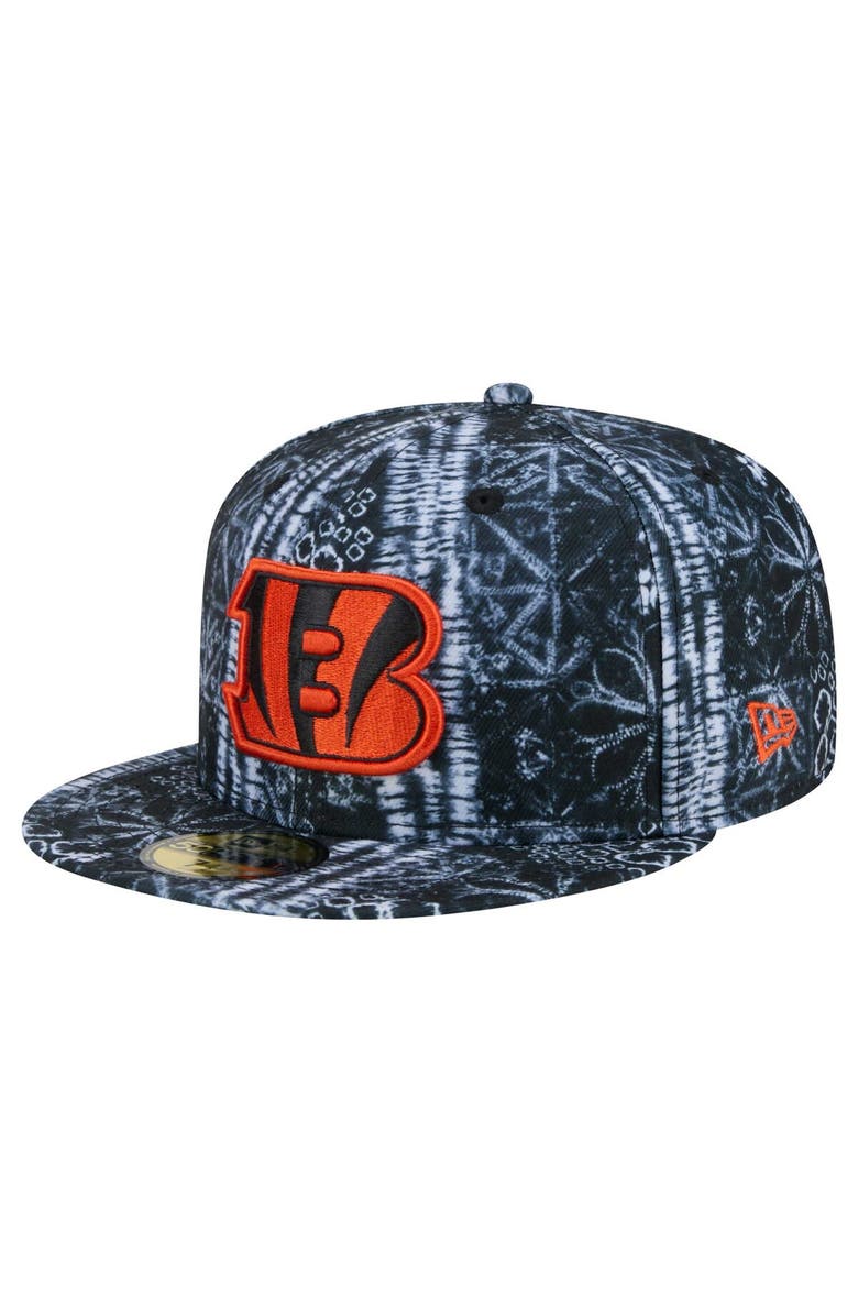New Era Men's New Era Black Cincinnati Bengals Shibori 59FIFTY Fitted Hat, Main, color, Black