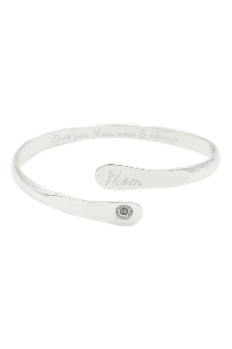 Mom Bracelets Engraved Love you Mom Now & Always, Main, color, Silver