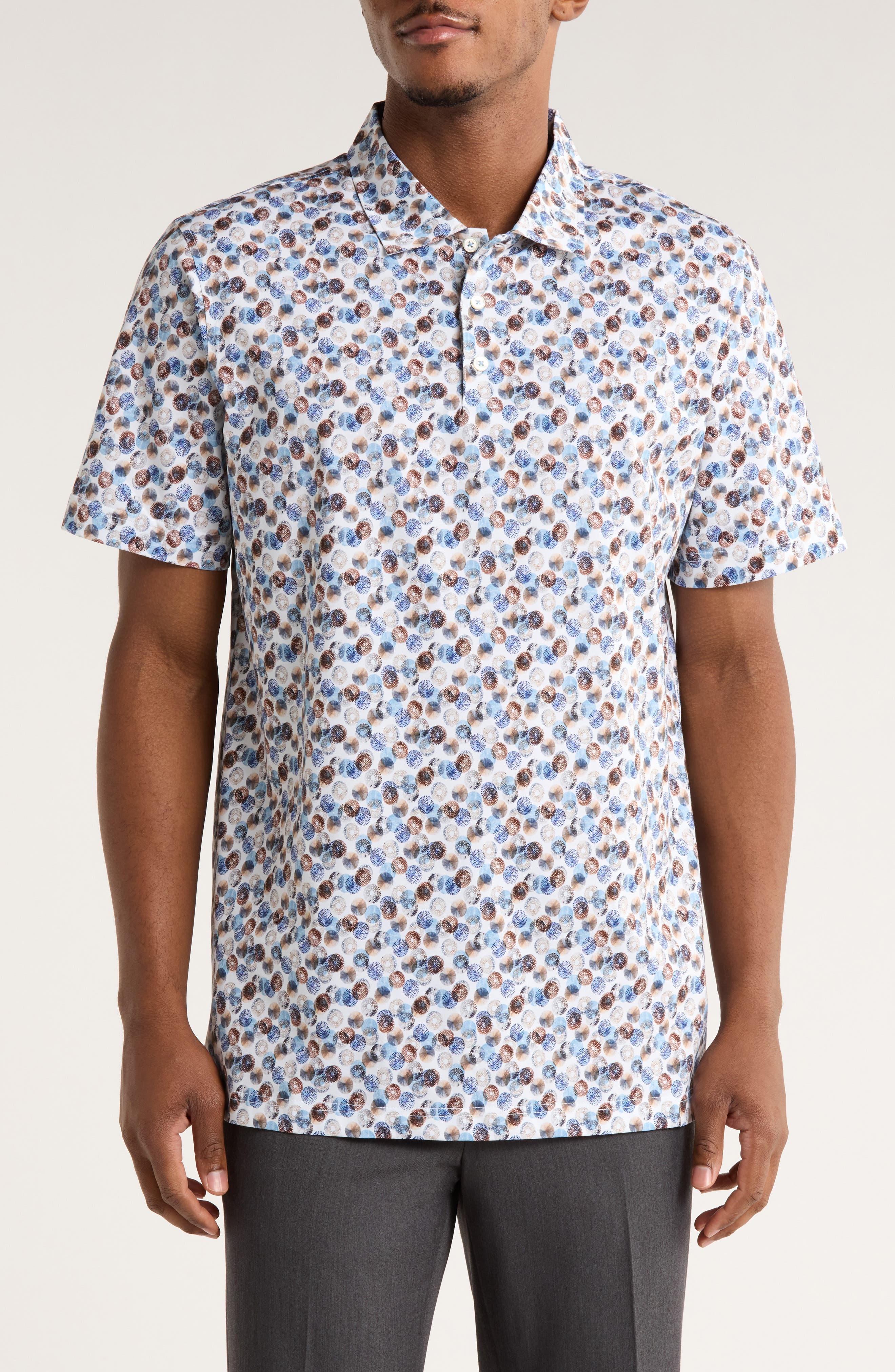 Bugatchi Abstract Print OoohCotton® Knit Polo